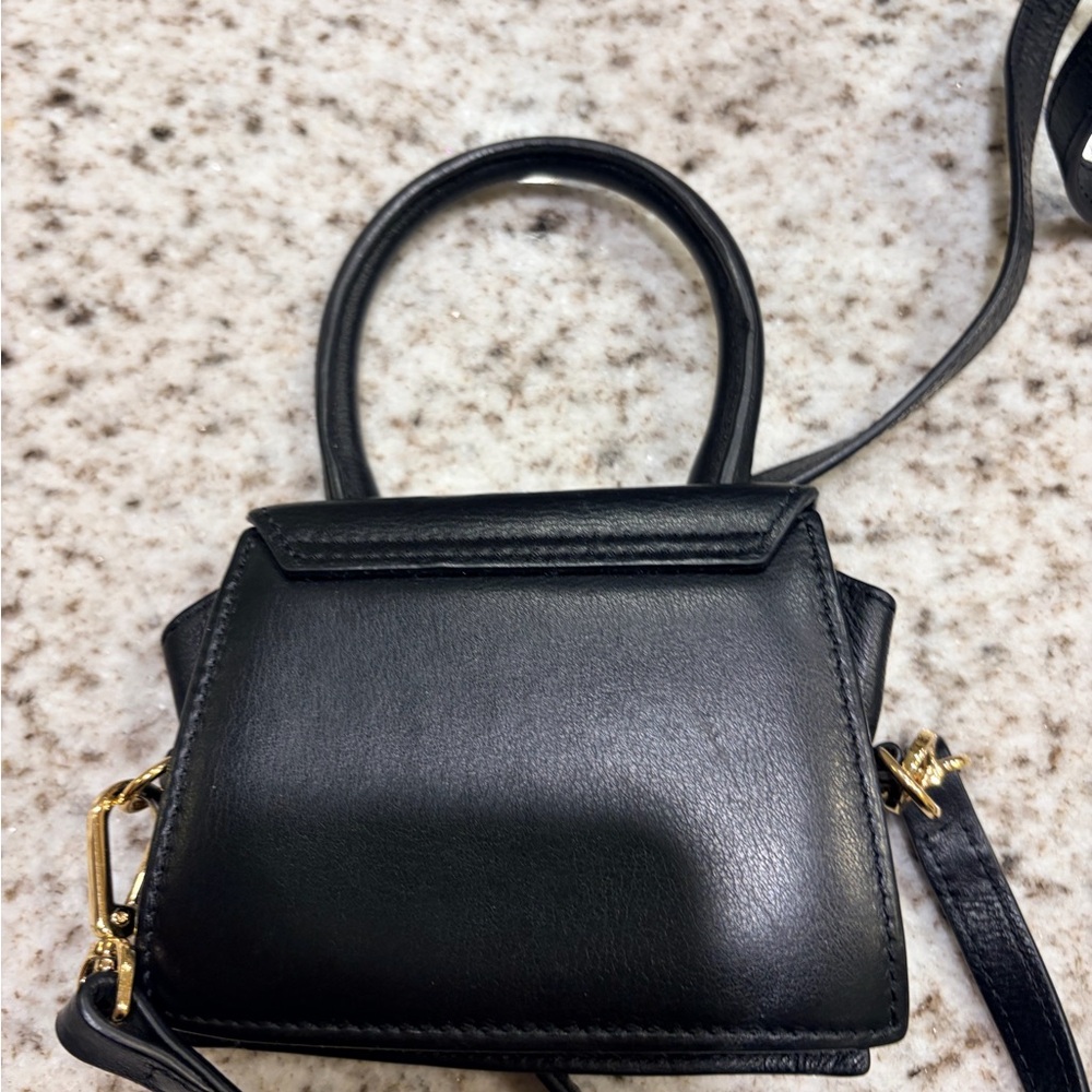 Jacquemus Black Leather Mini Bag with Gold Logo - Picture 3 of 11